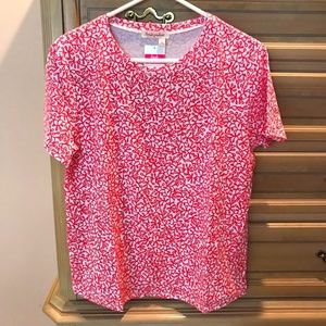 Fresh Produce White Red Coral Scoop Neck Top